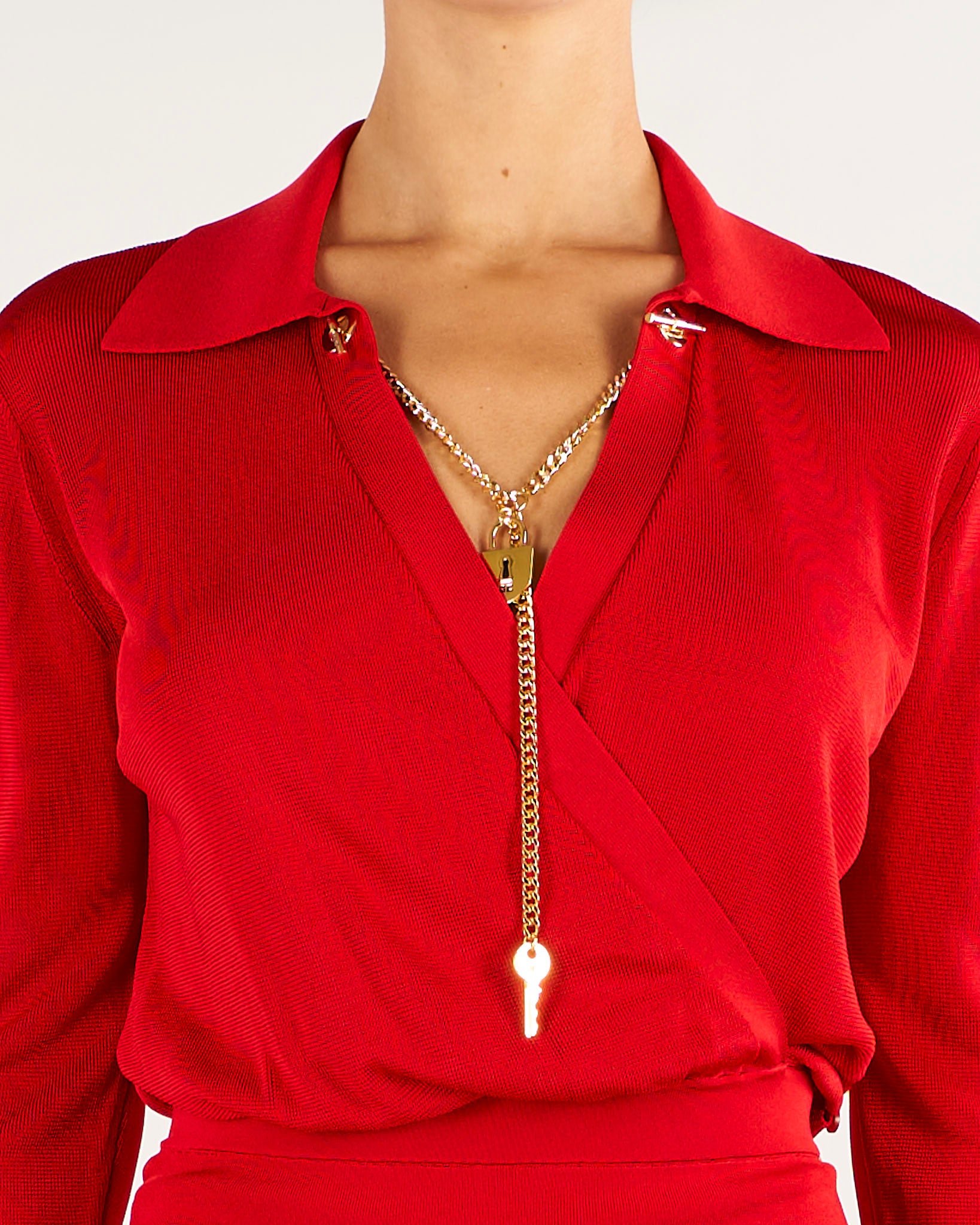 Abito Red Passion in filato di viscosa con catena gioiello AM19S66E2 CG5 ELISABETTA FRANCHI 