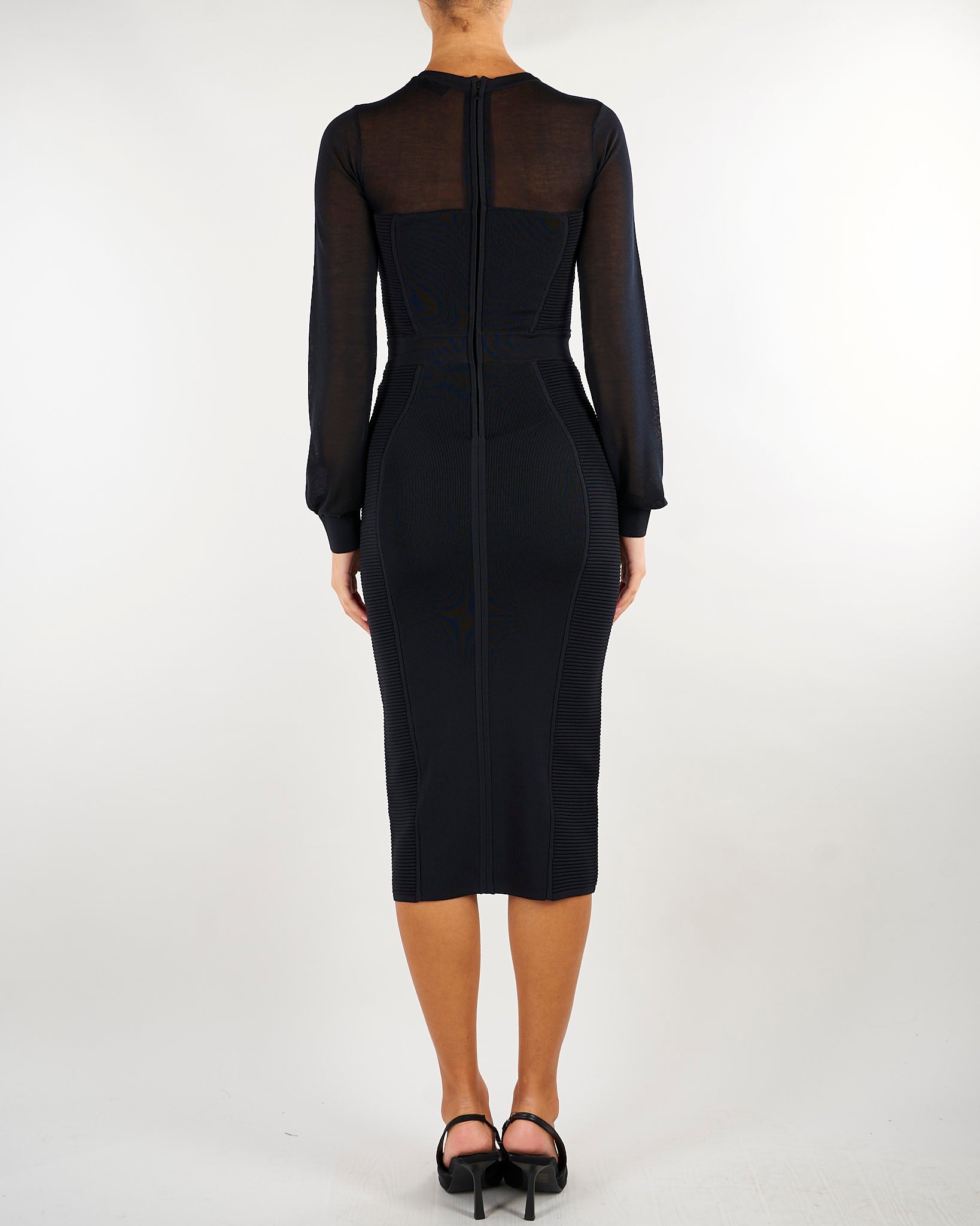 Abito Nero in maglia con effetti 3D AM53B67E2 110 ELISABETTA FRANCHI 