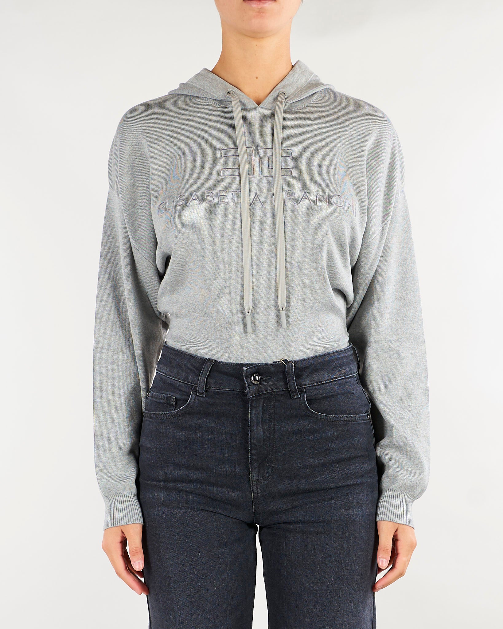 Body Grigio Melange in maglia con cappuccio BK87S66E2 431 ELISABETTA FRANCHI 
