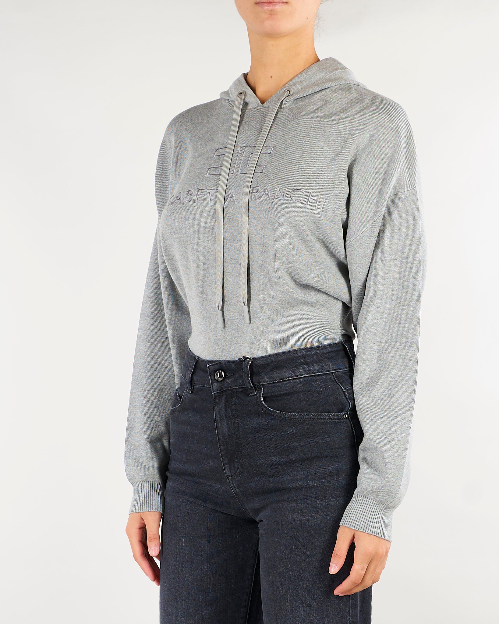 Body Grigio Melange in maglia con cappuccio BK87S66E2 431 ELISABETTA FRANCHI 