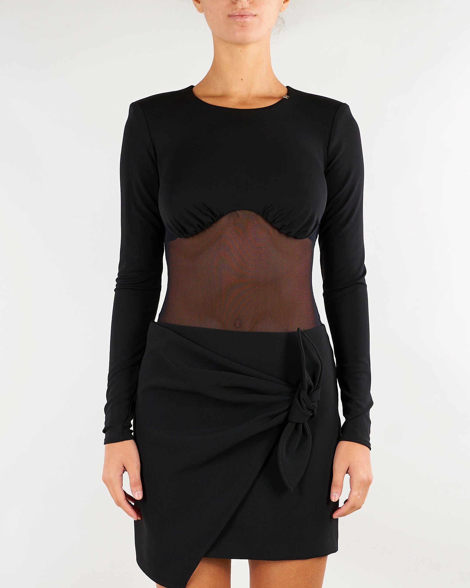 Body Nero in jersey crêpe e tulle rete BO02666E2 110 ELISABETTA FRANCHI 
