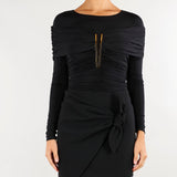 Body Nero in jersey crêpe leggero BO04267E2 110 ELISABETTA FRANCHI 
