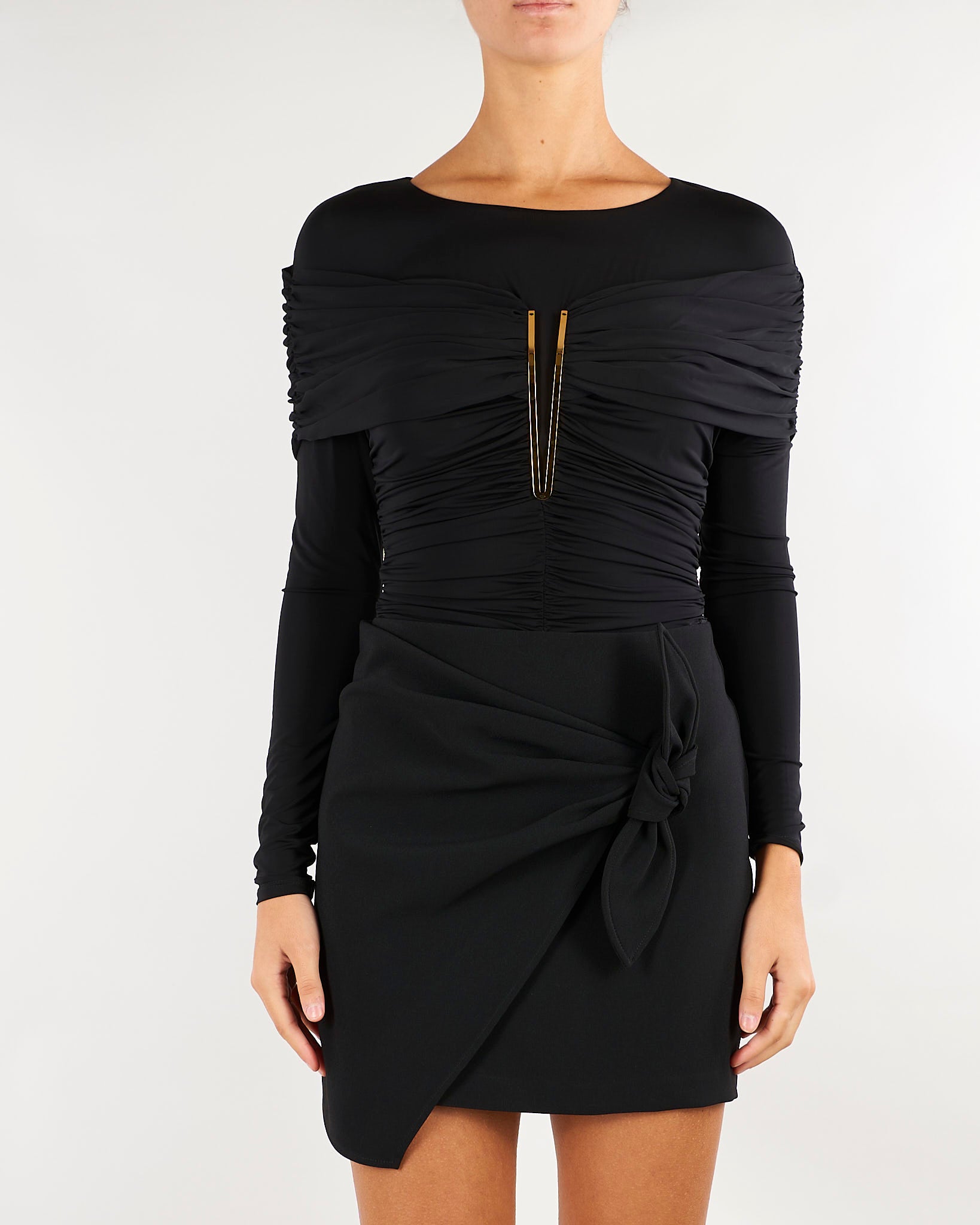 Body Nero in jersey crêpe leggero BO04267E2 110 ELISABETTA FRANCHI 