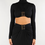 Body Nero in jersey con logo gioiello BO05567E2 110 ELISABETTA FRANCHI 