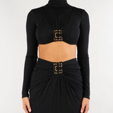 Body Nero in jersey con logo gioiello BO05567E2 110 ELISABETTA FRANCHI 