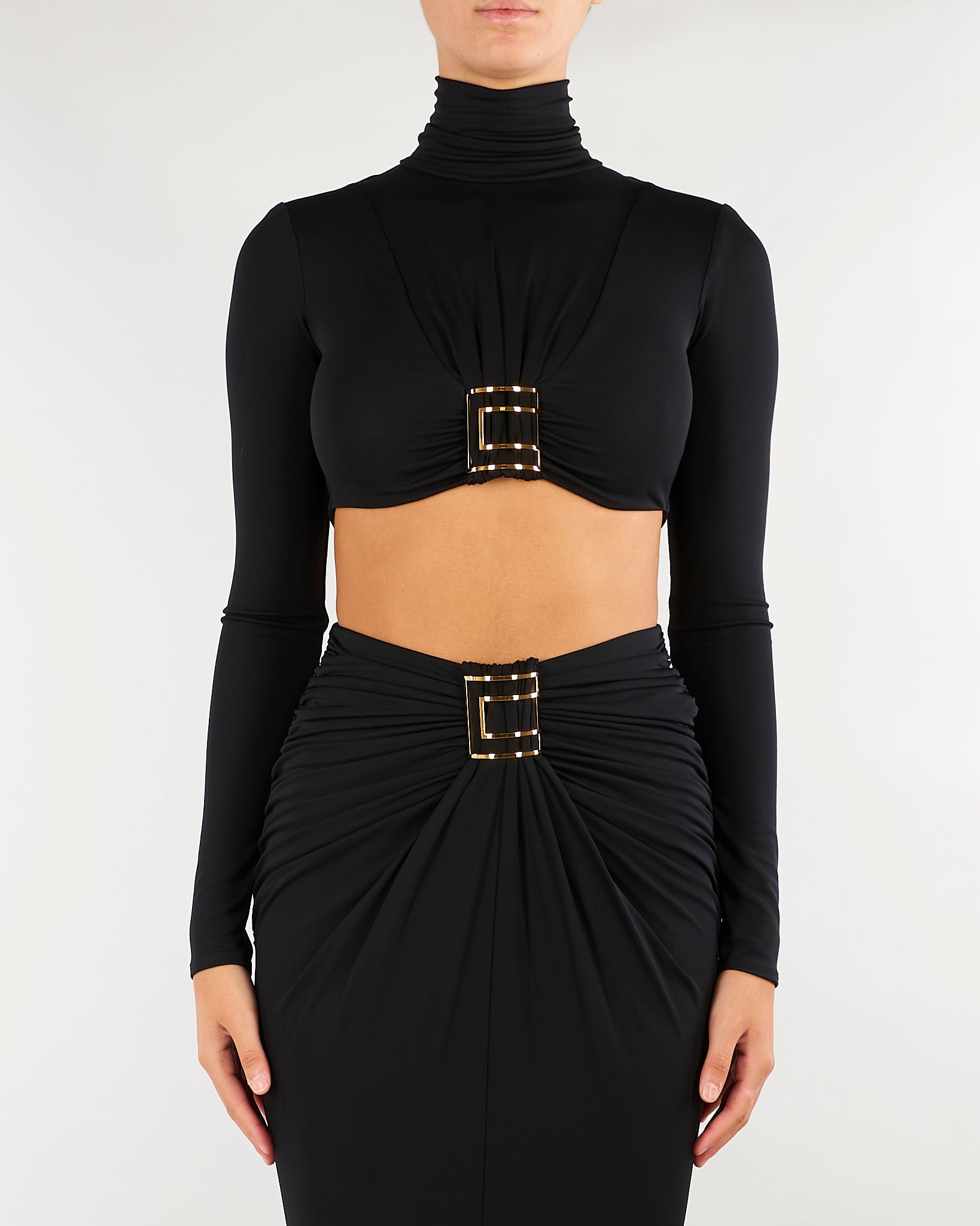 Body Nero in jersey con logo gioiello BO05567E2 110 ELISABETTA FRANCHI 