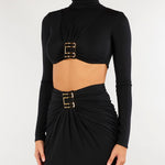 Body Nero in jersey con logo gioiello BO05567E2 110 ELISABETTA FRANCHI 