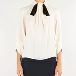 Blusa Burro-Nero in georgette con cravattino CA17866E2 E84 ELISABETTA FRANCHI 