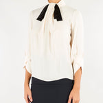 Blusa Burro-Nero in georgette con cravattino CA17866E2 E84 ELISABETTA FRANCHI 