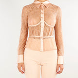 Camicia Pelle in pizzo floreale CA17966E2 FK4 ELISABETTA FRANCHI 