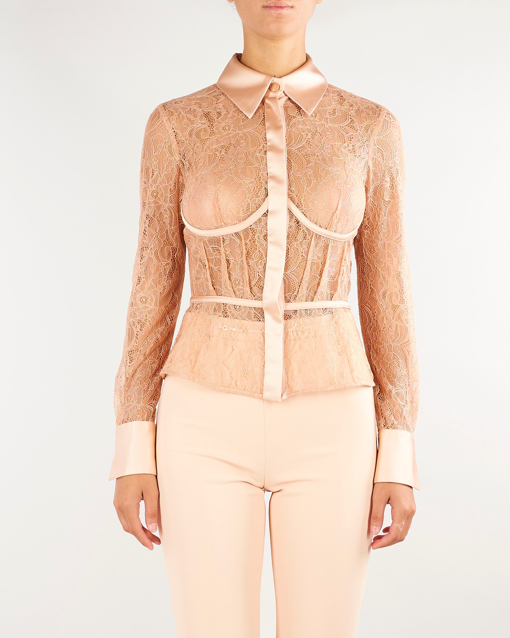 Camicia Pelle in pizzo floreale CA17966E2 FK4 ELISABETTA FRANCHI 