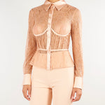 Camicia Pelle in pizzo floreale CA17966E2 FK4 ELISABETTA FRANCHI 
