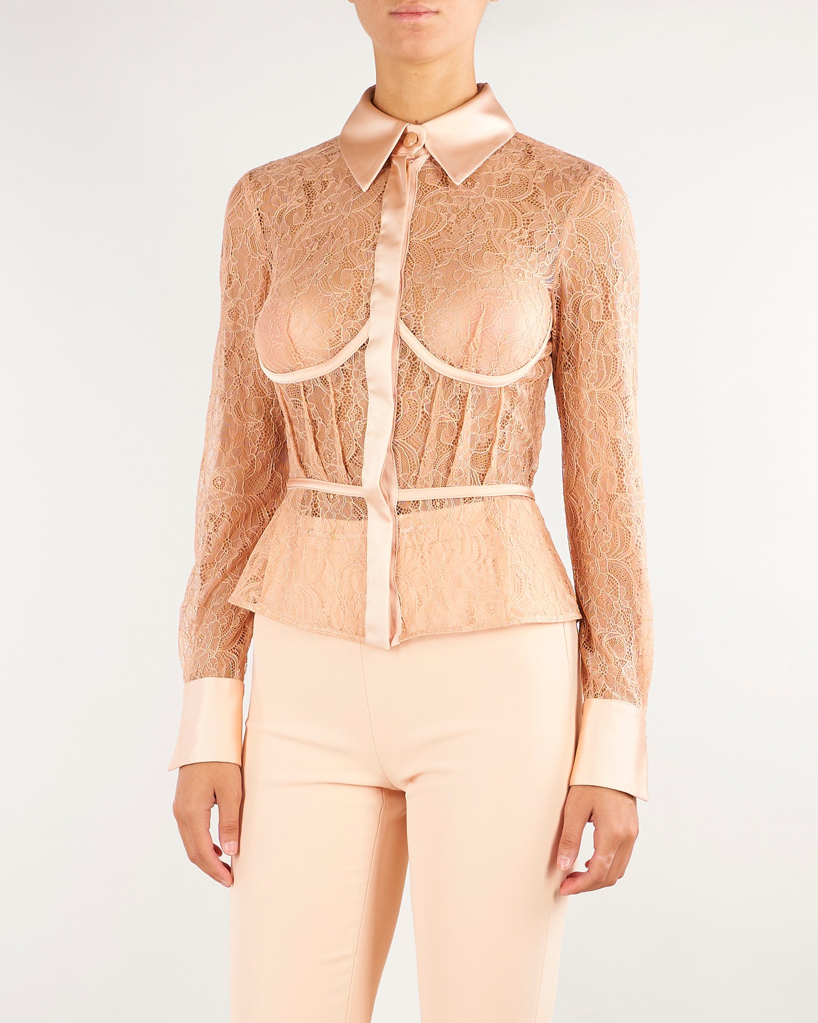 Camicia Pelle in pizzo floreale CA17966E2 FK4 ELISABETTA FRANCHI 