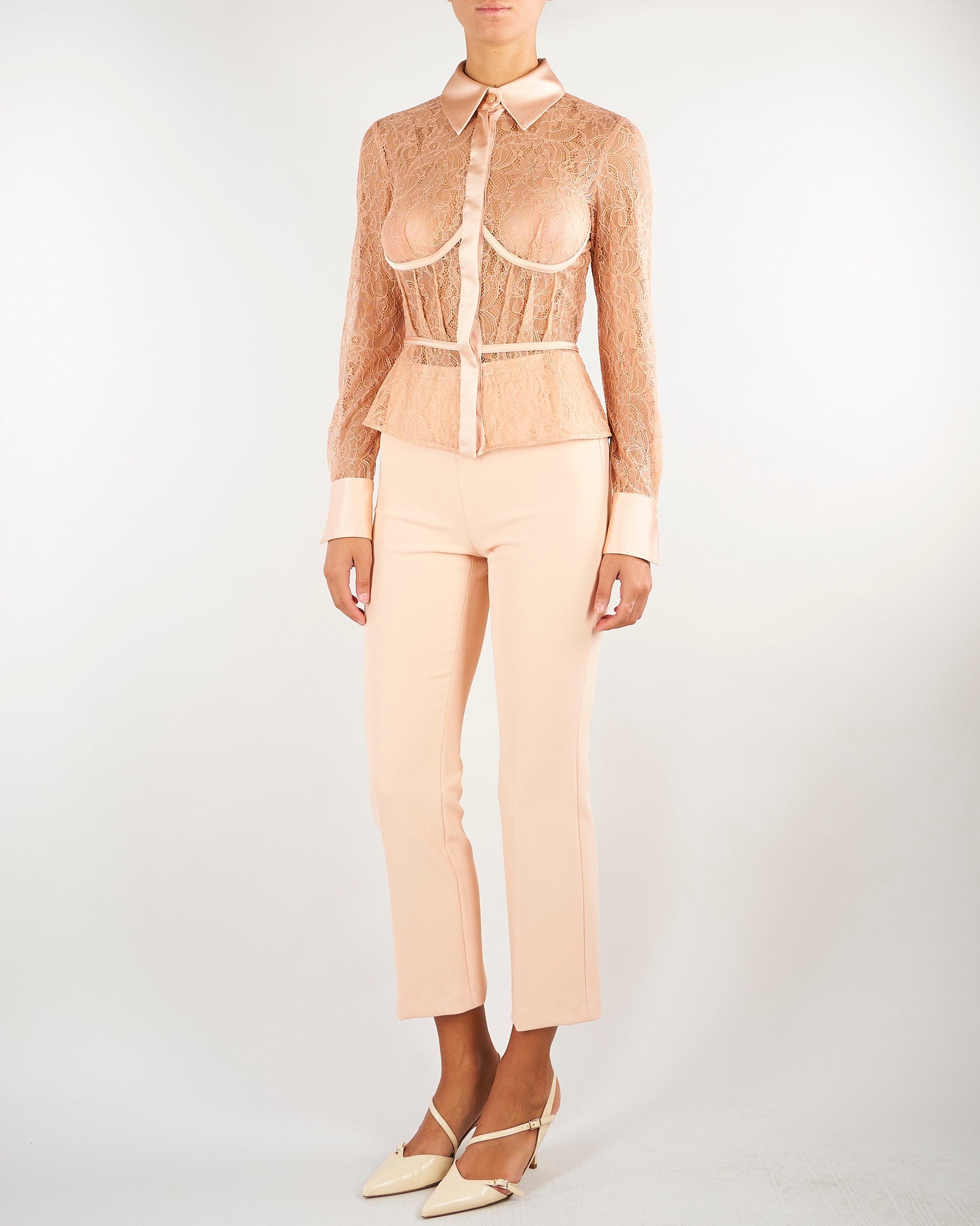 Camicia Pelle in pizzo floreale CA17966E2 FK4 ELISABETTA FRANCHI 