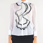 Camicia Avorio-Nero in georgette con ruches CA21067E2 309 ELISABETTA FRANCHI 