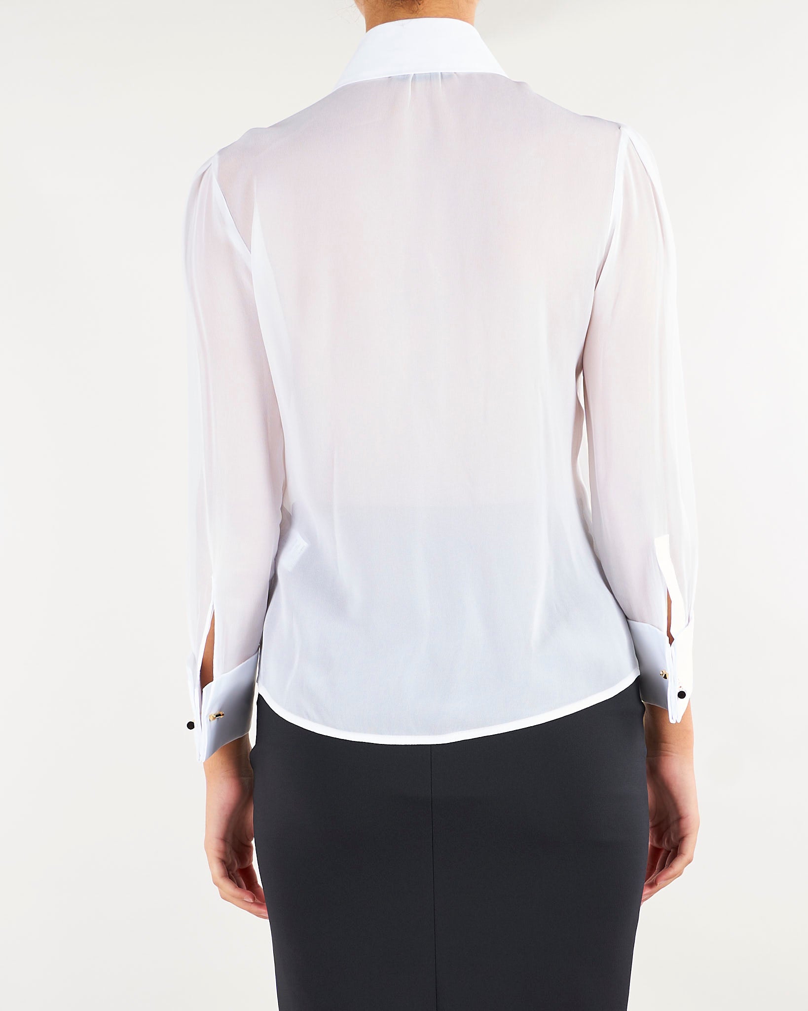 Camicia Avorio-Nero in georgette con ruches CA21067E2 309 ELISABETTA FRANCHI 
