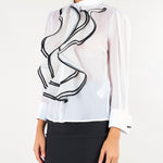 Camicia Avorio-Nero in georgette con ruches CA21067E2 309 ELISABETTA FRANCHI 