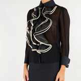 Camicia Nero-Burro in georgette con ruches CA21067E2 685 ELISABETTA FRANCHI 