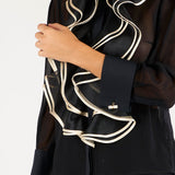 Camicia Nero-Burro in georgette con ruches CA21067E2 685 ELISABETTA FRANCHI 