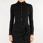 Camicia Nero sartoriale con bottoni gioiello CB00466E2 110 ELISABETTA FRANCHI 