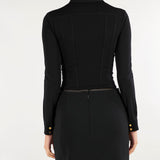 Camicia Nero sartoriale con bottoni gioiello CB00466E2 110 ELISABETTA FRANCHI 
