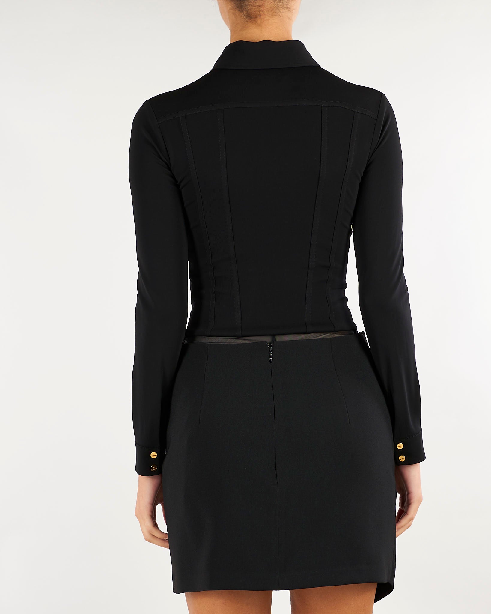 Camicia Nero sartoriale con bottoni gioiello CB00466E2 110 ELISABETTA FRANCHI 