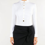 Camicia Avorio sartoriale con bottoni gioiello CB00466E2 360 ELISABETTA FRANCHI 