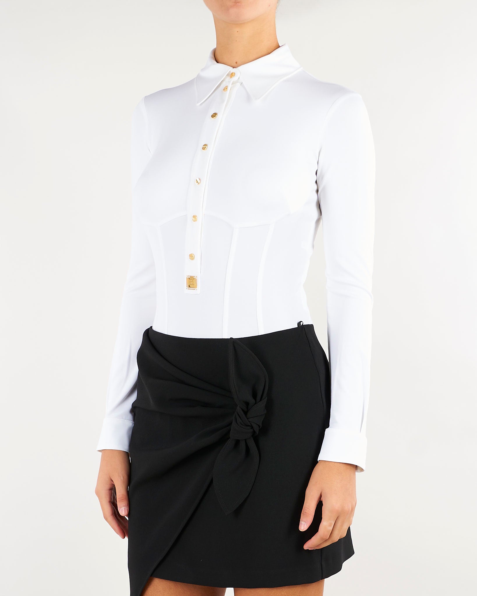 Camicia Avorio sartoriale con bottoni gioiello CB00466E2 360 ELISABETTA FRANCHI 