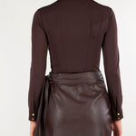 Camicia Dark Chocolate sartoriale con bottoni gioiello CB00466E2 EV9 ELISABETTA FRANCHI 