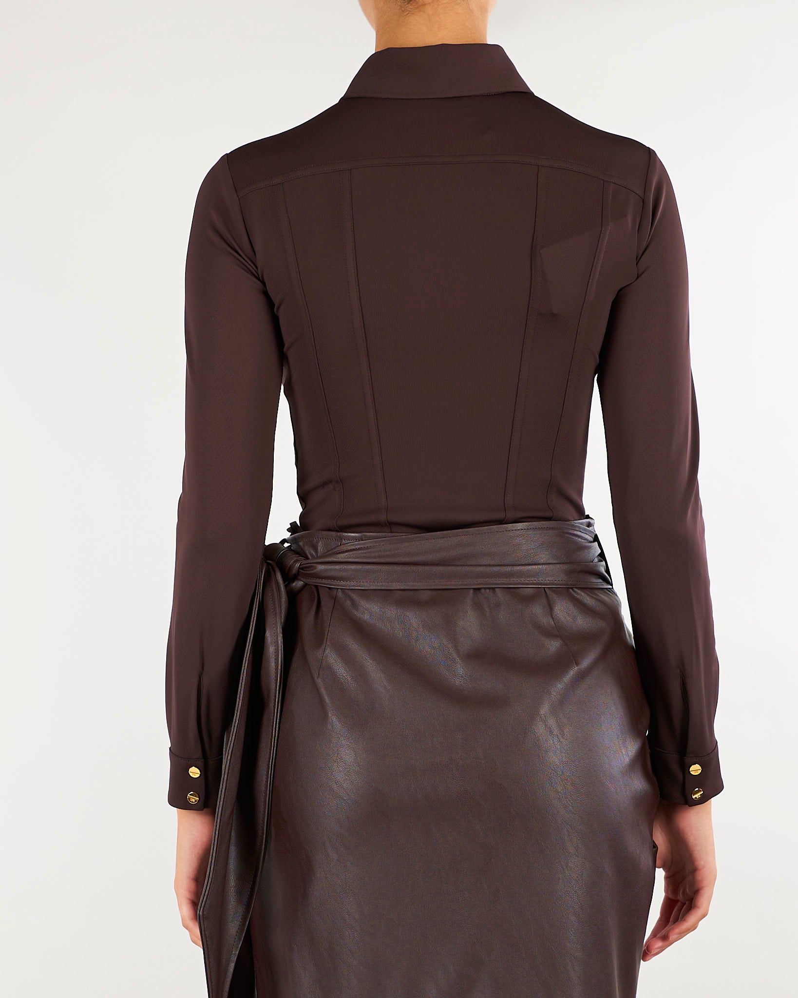 Camicia Dark Chocolate sartoriale con bottoni gioiello CB00466E2 EV9 ELISABETTA FRANCHI 