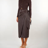 Camicia Dark Chocolate sartoriale con bottoni gioiello CB00466E2 EV9 ELISABETTA FRANCHI 