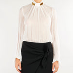 Body Avorio in georgette con collo gioiello CB00766E2 360 ELISABETTA FRANCHI 