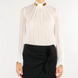 Body Avorio in georgette con collo gioiello CB00766E2 360 ELISABETTA FRANCHI 