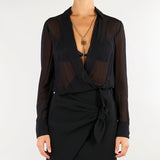 Body Nero in georgette con catena gioiello CB00966E2 110 ELISABETTA FRANCHI 