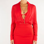 Body Red Passion in georgette con catena gioiello CB00966E2 CG5 ELISABETTA FRANCHI 