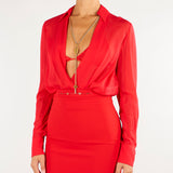 Body Red Passion in georgette con catena gioiello CB00966E2 CG5 ELISABETTA FRANCHI 
