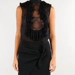 Body Nero in georgette e pizzo CB01067E2 110 ELISABETTA FRANCHI 