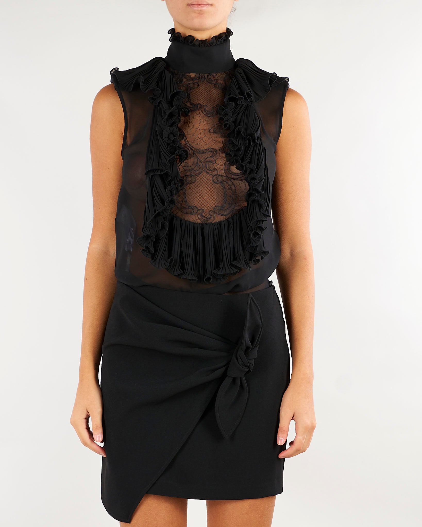 Body Nero in georgette e pizzo CB01067E2 110 ELISABETTA FRANCHI 