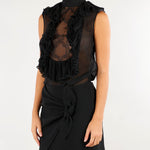 Body Nero in georgette e pizzo CB01067E2 110 ELISABETTA FRANCHI 