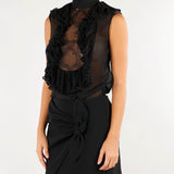 Body Nero in georgette e pizzo CB01067E2 110 ELISABETTA FRANCHI 