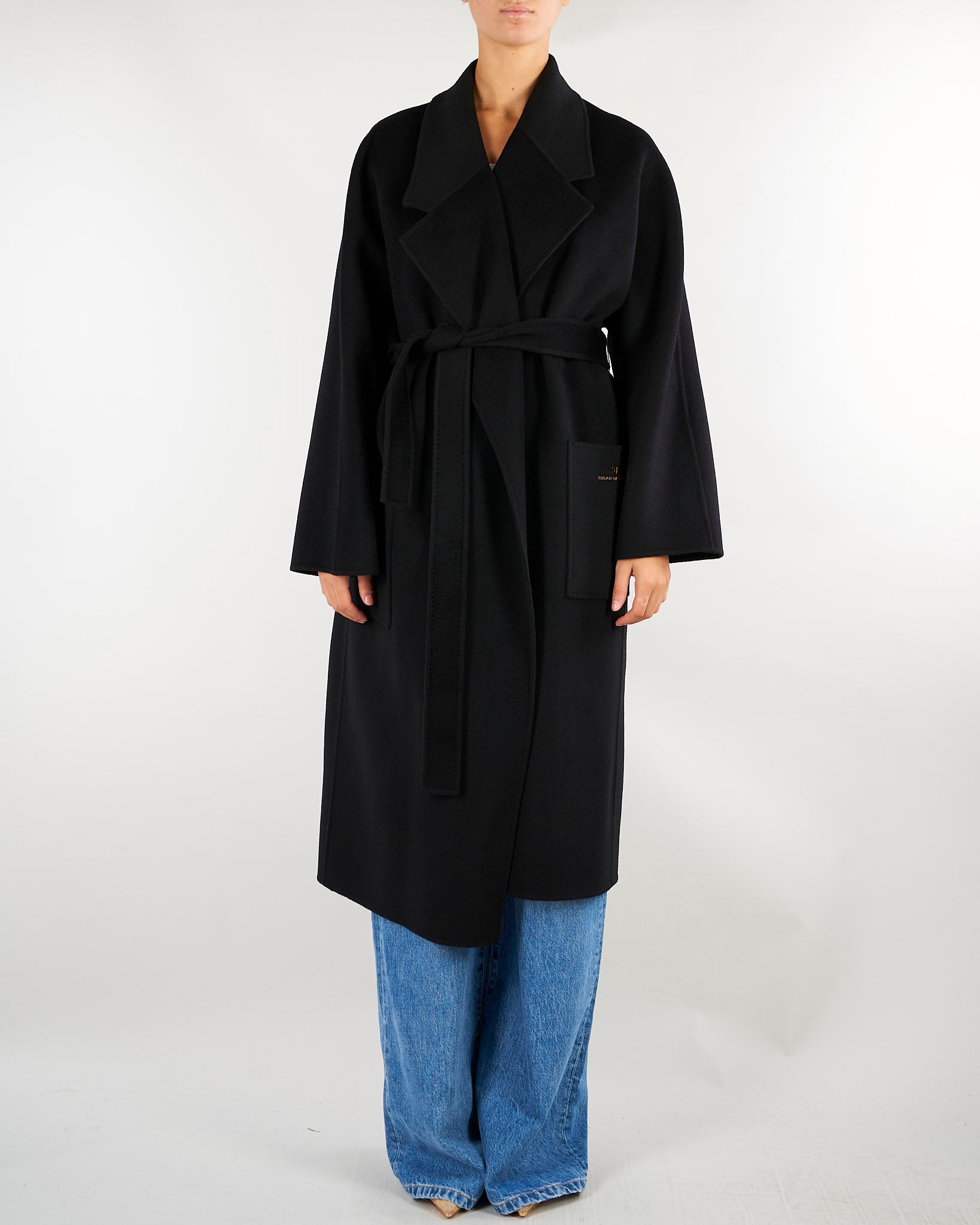 Cappotto Nero in panno double di lana CP01D66E2 110 ELISABETTA FRANCHI 