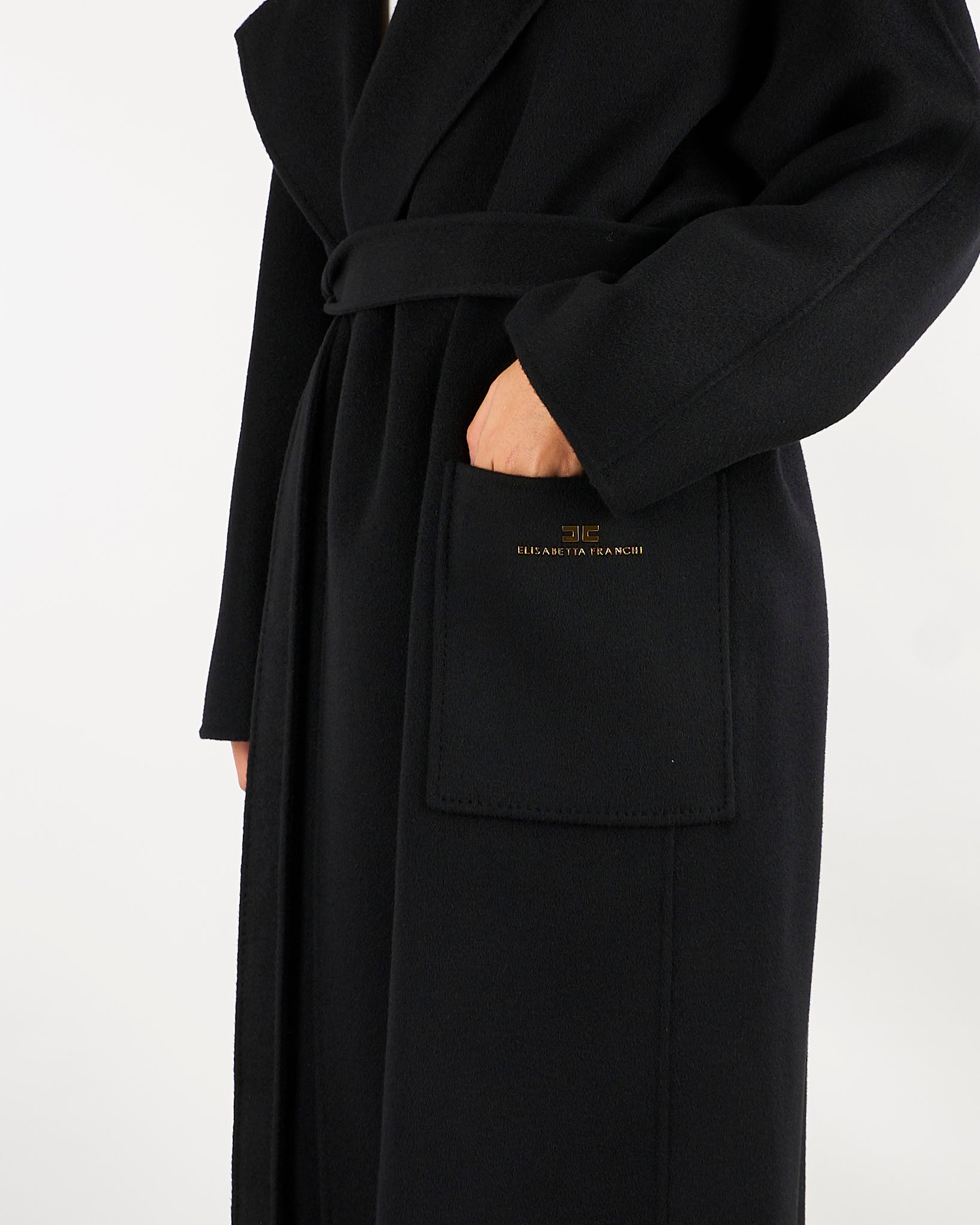 Cappotto Nero in panno double di lana CP01D66E2 110 ELISABETTA FRANCHI 