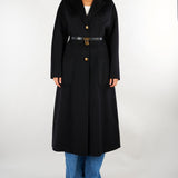 Cappotto Nero in panno double con cintura CP03D67E2 110 ELISABETTA FRANCHI 