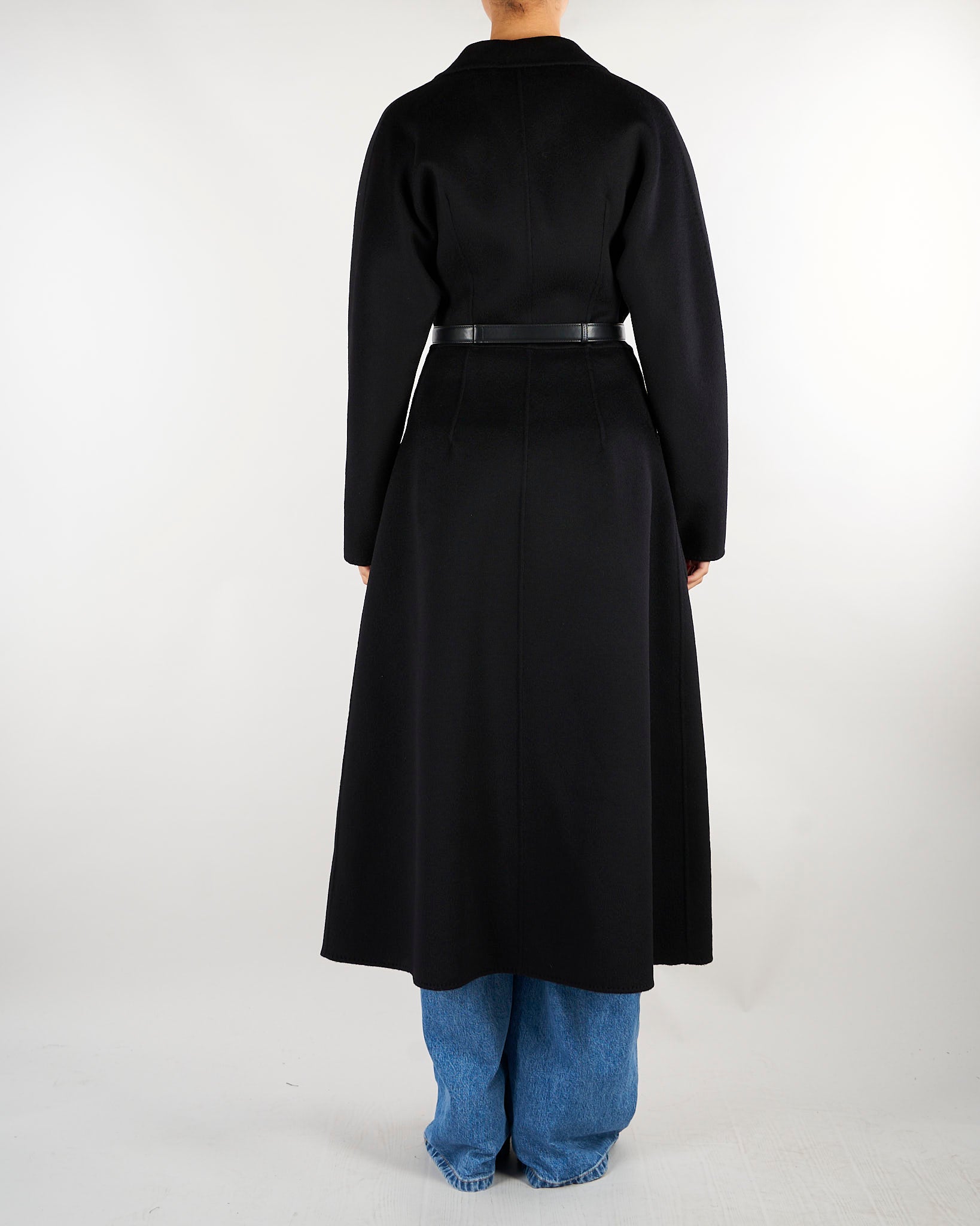 Cappotto Nero in panno double con cintura CP03D67E2 110 ELISABETTA FRANCHI 