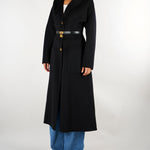 Cappotto Nero in panno double con cintura CP03D67E2 110 ELISABETTA FRANCHI 