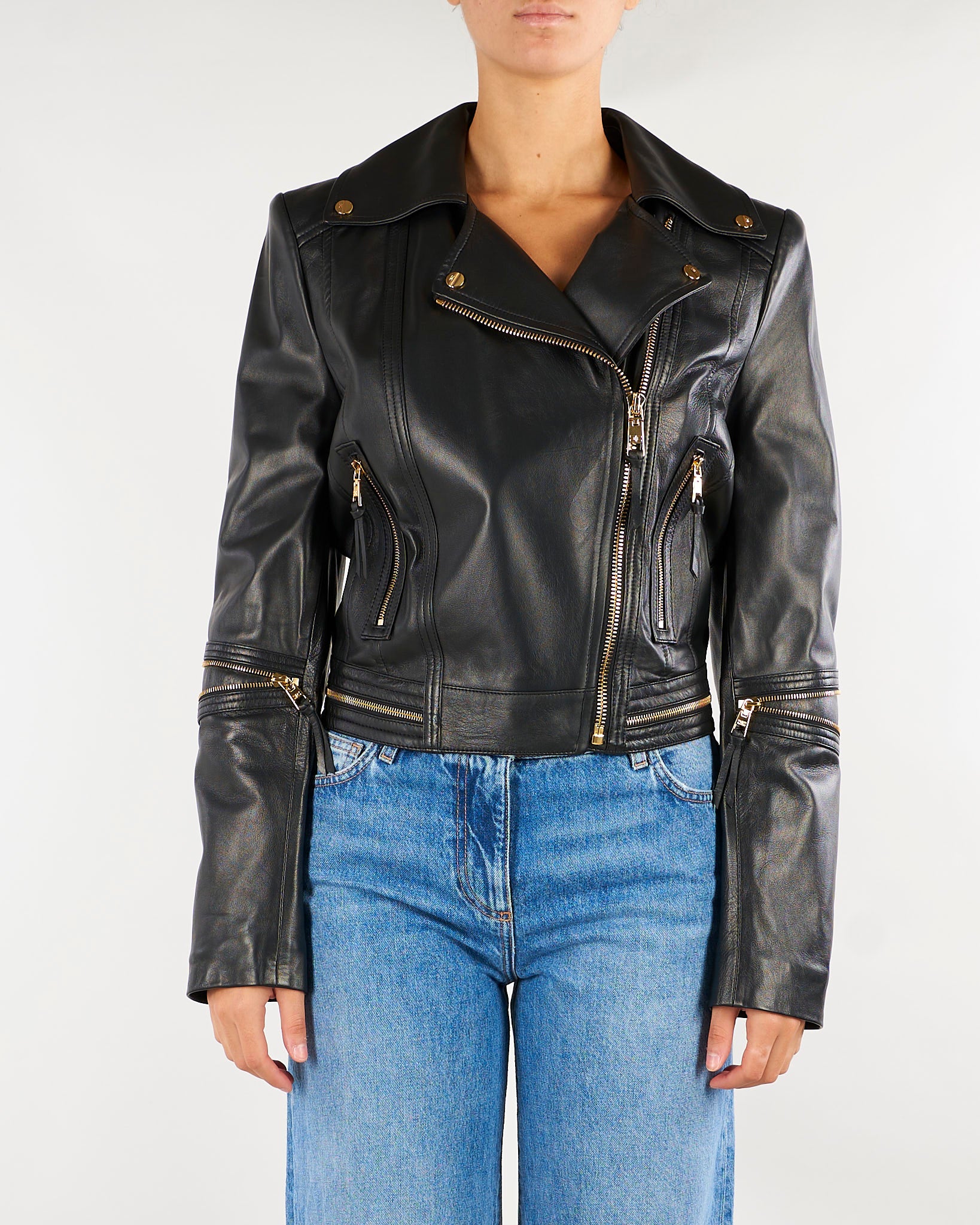 Giacca biker Nero in pelle GD01Z66E2 110 ELISABETTA FRANCHI 