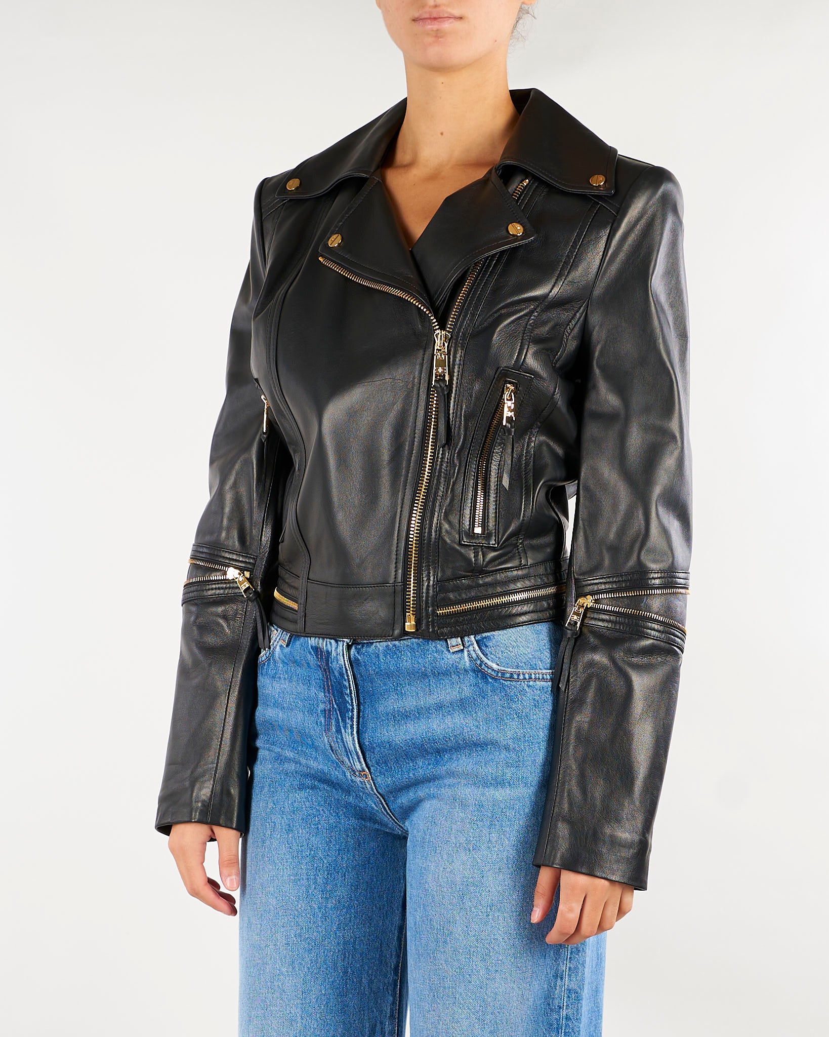 Giacca biker Nero in pelle GD01Z66E2 110 ELISABETTA FRANCHI 