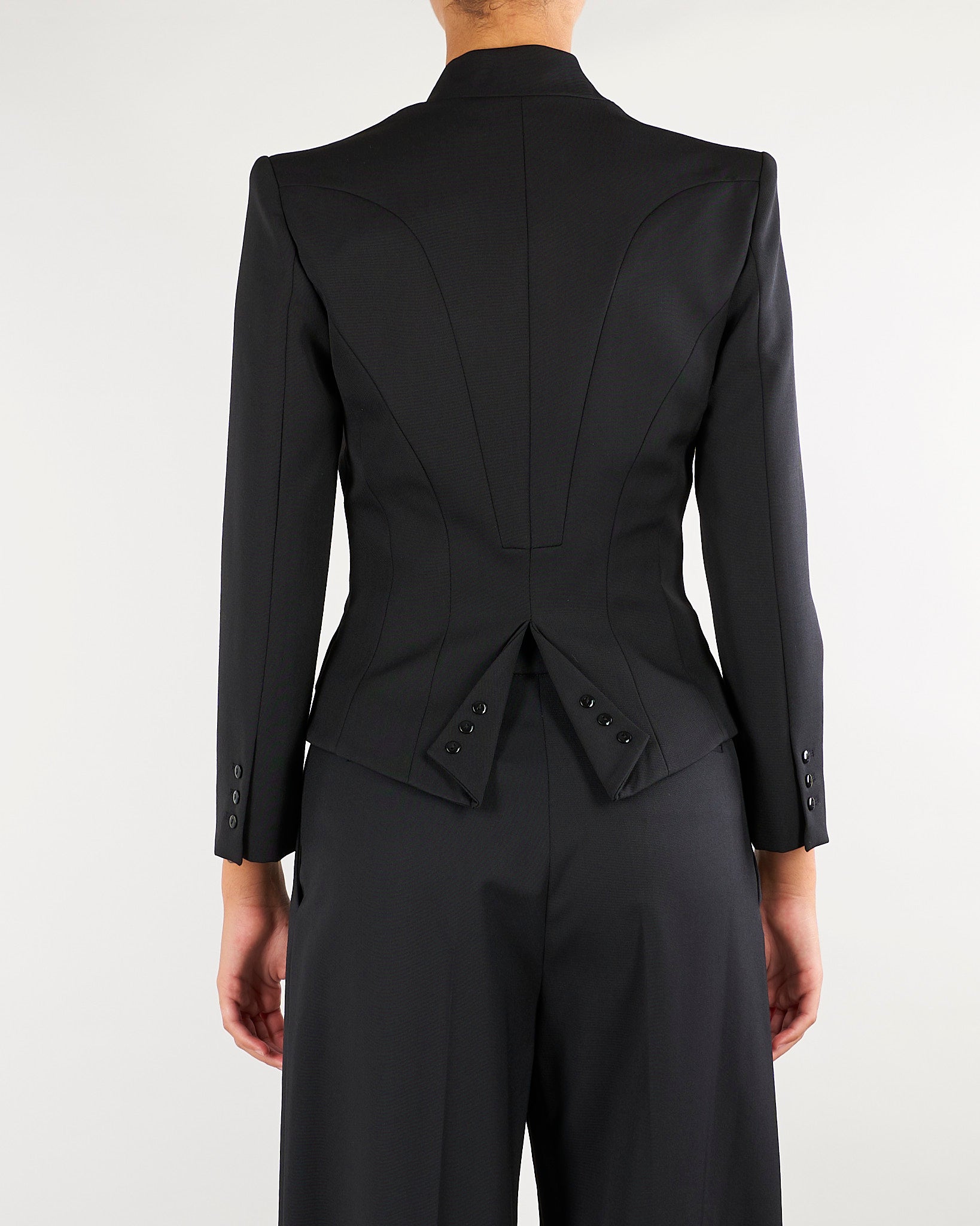 Giacca Nero in gabardina con collo gioiello GI24966E2 110 ELISABETTA FRANCHI 