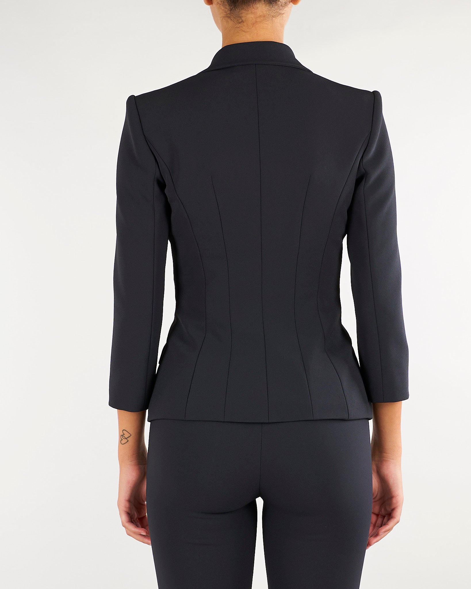 Giacca Nero in doppio crêpe stretch con logo gioiello GI26866E2 110 ELISABETTA FRANCHI 