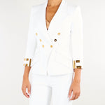 Giacca Avorio in doppio crêpe stretch con logo gioiello GI26866E2 360 ELISABETTA FRANCHI 